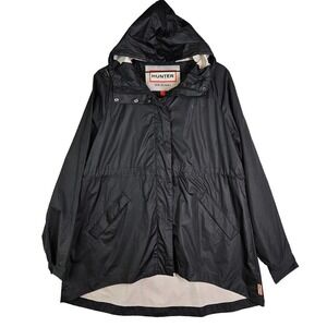 Hunter‎ Original Swing Jacket Women's L Black Hooded Cinch Waist Lightweight
